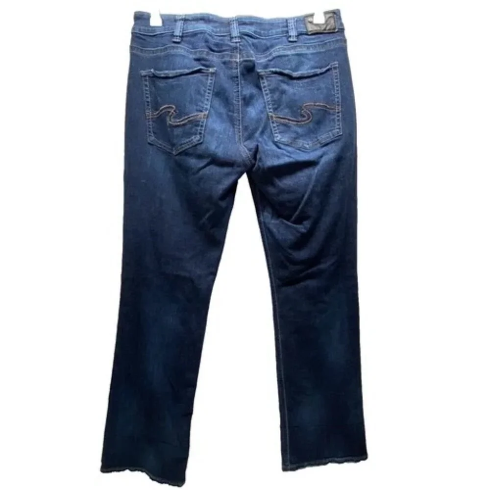Silver Jeans Women’s W33/L31 Dark Blue Suki High Baby Boot Western Fluid‎ Denim